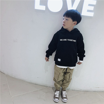 JUSTIN boys winter dress foreign air Korean version plus velvet thickened warm hooded sweater