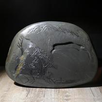 Old Pit Original Stone Fish Seed Material Game Landscape Painting Ink Stone Inkstone Natural Stone Ink Stone Ink Stone and Calligraphy Collection of Four Treasure Calligraphy Collection