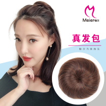 Real hair ring ball hair ornament wig women disc wig circle grab clip antique wig pull cord buckle straight hair bag
