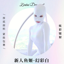 Zentai Dreamer) New Mermaid Ji Symphony White) all-inclusive tights new colorful laser super thick