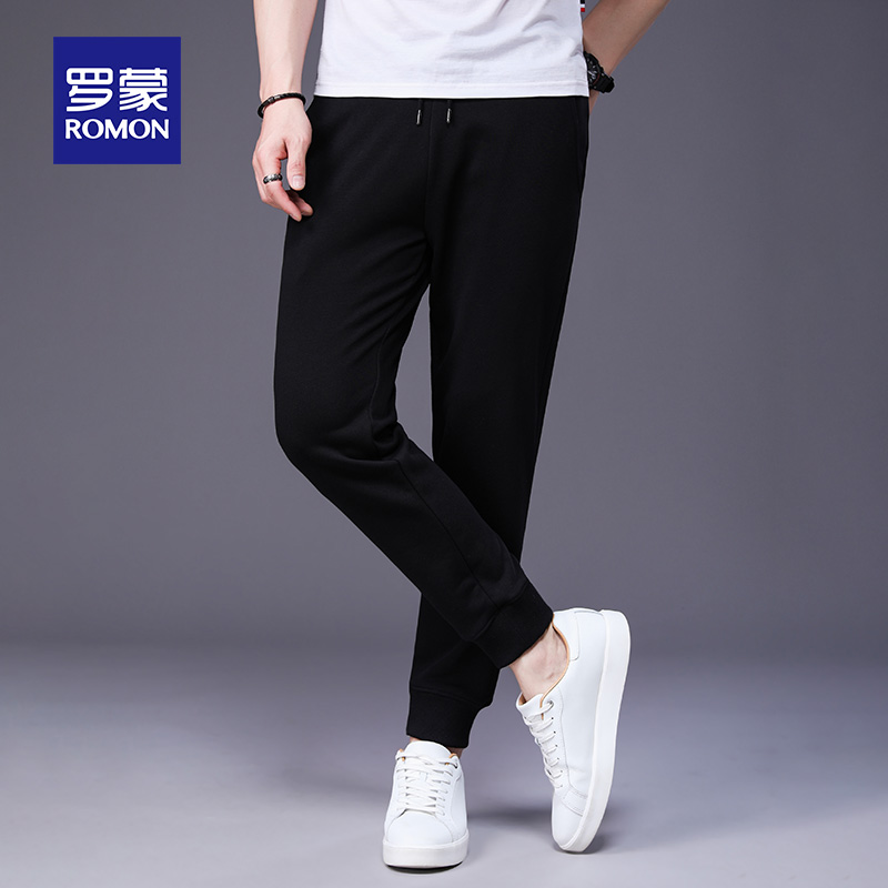 Romon casual pants men fashion handsome young casual pants men fashion slim small feet fashion brand trousers