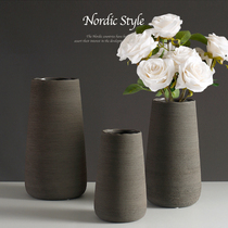 Ceramic flower arrangement modern simple brushed ornaments living room black and white dry flower Ware Nordic flower dining table Big Vase
