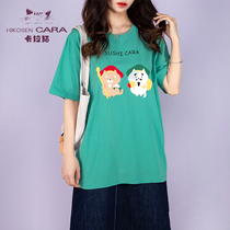 HIKOSEN Carla cat spring summer short sleeve T-shirt Japanese Tide brand original design ins style pink blouse