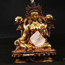 Nepal copper gilt handmade tantric Buddha statue Green mother Buddha statue 7 inch
