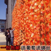 Hanging Climbing Vine Flowers Vines Red Maple Leaf House All Season Green Pendant Emulation Grape Leaf Decorative Wall Leaf Trim