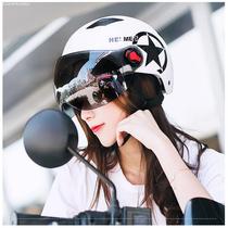 Electric motorcycle half helmet helmet summer lightweight fashion good-looking sunscreen brown helmet couple men and women four seasons