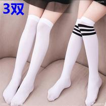 Mid-tube socks over the knee White 3-16 childrens stockings summer half-barrel socks thin girls big childrens middle filament