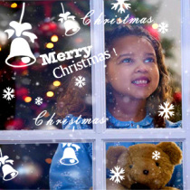 Wind chimes wall stickers Christmas Bells Stickers Christmas Santa Claus Window Stickers Double-sided Transparent glass Stickers