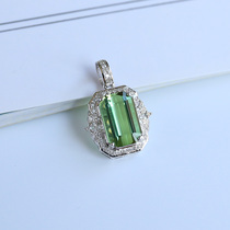 3 1 carat natural electro-optical green natural beaty pendant 18K platinum diamond studded female pendant crystal permeable