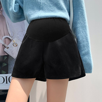 Pregnant women shorts autumn and winter wear tide mother fashion loose wide leg pants gold velvet belly pants winter pregnant women leggings