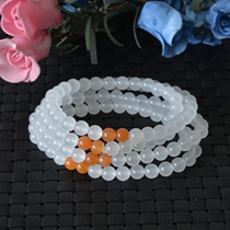 25# Xinjiang Natural Gobi Jade Bracelet Buddha Beads 108 White Multi-Circle Hands 6mm Boutique