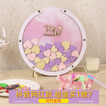 Round love wood chip sign box Tree table book Wedding ceremony Birthday day annual meeting fingerprint layout props Signature plate book