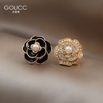 Retro French Camellia earrings pearl earrings female 2021 New Tide earrings 925 sterling silver silver needle earrings