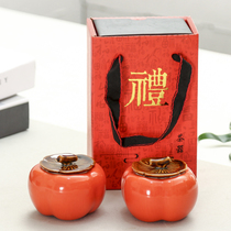 Persimmon small tea empty cans Ruyi ceramic cans creative ornaments tea boxes tea sets sealed cans tea cans