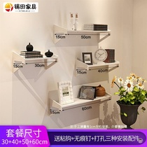 Wooden flower rack ornaments Nordic Wall single shelf mark nail board board without photo frame TV storage rack hanging