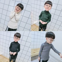 2018 boys sweater Korean version of childrens pullover half high neck thick Joker base shirt solid color stretch shirt