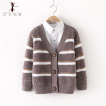 Boy sweater cardiovert children V-led knit cardiovert boy Korean version boy jacket 3837