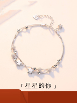 Stars Pure Silver Bracelet Women Ins Small Crowddesign Hand Accessories Inlaid Shalt zircons Valentines Day gift to girlfriend A