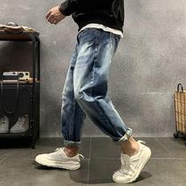 Tide Card Breaking Hole Jeans Male Loose Straight Cylinder Korean Version Trendy Retro Casual 100 Hitch Pants 2020 Fall New