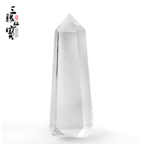 Three-edge treasure white crystal column ornaments rough stone mine standard handle pieces Hexagonal prism home Feng Shui ornaments to pick up leaks