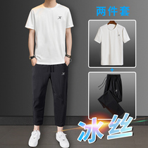 Special step mens summer thin 2021 New Ice Silk quick-drying short-sleeved shorts trousers two-piece Mens