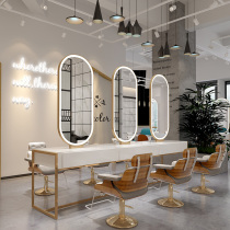 European-style hairdressing mirror barbershop mirror Hair salon mirror single and double four-sided mirror table Hair salon special hair cutting mirror