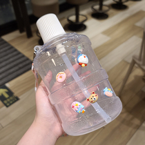 ins creative net red bucket cup 1000ml oversized capacity braces cute minima girls heart straw cup