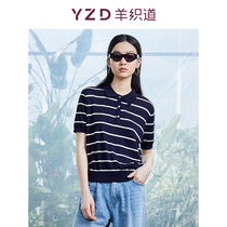 Sheep Loom Pacific Pacific Pacific Classic Striped Polo Body Upturned Blouse Summer Casual T-Shirt