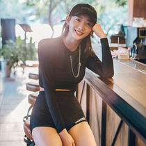 ◆DUDU◆2021 new swimsuit womens split body spring long-sleeved conservative belly cover thin sexy small chest gathered