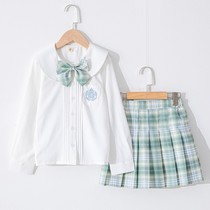 Belan Senma Girls jk Uniform Spring Suit Children's College Style Children's Genuine Long Sleeve Pleated Plaid 12