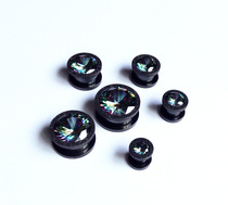 Stainless steel hypoallergenic Frosted Black pulley ear expansion color zircon auricle Europe and America