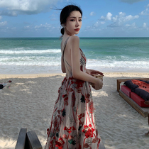 Sanya travel photo wear clothes Super fairy beach dress seaside holiday dress 2021 new long skirt suspenders