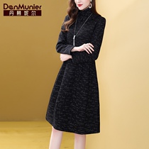 Danielle goddess fan dress female 2021 autumn new bright silk high-end foreign style thin long sleeve skirt