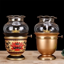 Pure copper oil lamp long light oil lamp oil lamp front Buddha for Buddha supply lamp liquid butter lamp wind proof dimming Buddha lamp household