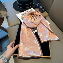 Hangzhou Silk Mulberry Silk Scarves Han Version 100 Hitch Powder Tone Double Genuine Silk Scarf strip collar towels with a collar towel