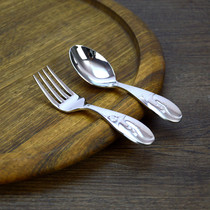 Export Japan 304 stainless steel tableware fork spoon baby food supplement short handle cute training fork spoon