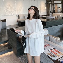 Pregnant women spring coat fashion cotton long sleeve maternity T-shirt white long loose base shirt Spring