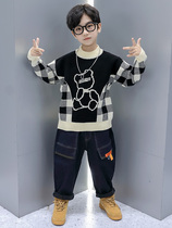 2021 new childrens warm pullover boys sweater fashionable foreign baby wool sweater