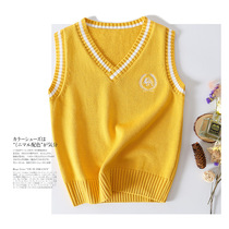 10 childrens hair line vest Elementary school uniforms 15-year-old 6 girl boy autumn fit 900 lap 12 pure cotton knit waistcoat