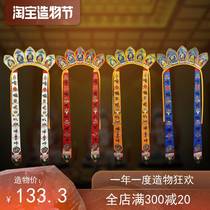 Buddhist supplies monk costumes painted non-embroidery six-character mantra hat Crown Pilu hat five Buddha hat five Buddha crown four colors