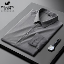 Rich bird spring and autumn new light luxury mens non-perm anti-wrinkle shirt long-sleeved slim-fitting business handsome professional shirt trend