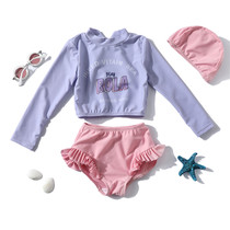  South Koreas new ins childrens swimsuit Girls split long sleeves Cute quick-drying princess small medium and large virgin girl swimsuit
