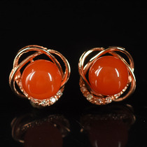 2 27 gr delicate S925 inlaid with water Runsouth red Manau round pearl earrings earrings