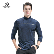 TECTOP probe outdoor quick-drying long T-shirt mens stand collar long sleeve quick-drying clothes light and thin breathable mountaineering clothes large size