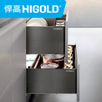 Hugo Hiller Bulgari aluminum alloy cabinet double-layer pull basket drawer gray bowl rack kitchen storage dish basket