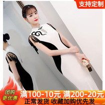 Walking Show Qipao Womens Long Style Improvement Middle Aged Mother China Wind Retro Performance Out of the Summer Frequent Break Code Clear Barn