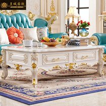 European-style coffee table TV cabinet combination marble living room furniture suit large and small house type solid wood modern simple tea table