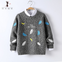  Kung fu ants autumn and winter sweaters childrens pullover sweaters boys thickened knitwear medium and large childrens sweaters M1606