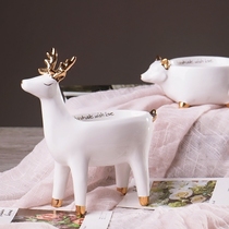 European fashion American ceramic small ornaments deer art home accessories living room porch wine cabinet creative storage tank