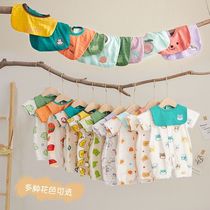 Baby Tianzhu Cotton Ultra-thin Breathable Short Sleeve Siamese Neonatal Men and Women Baby Ha Clothes Climbing